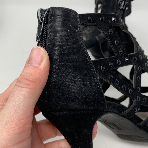 Fergalicious Strappy Black Jeweled open toe Heels - Picture 10 of 14